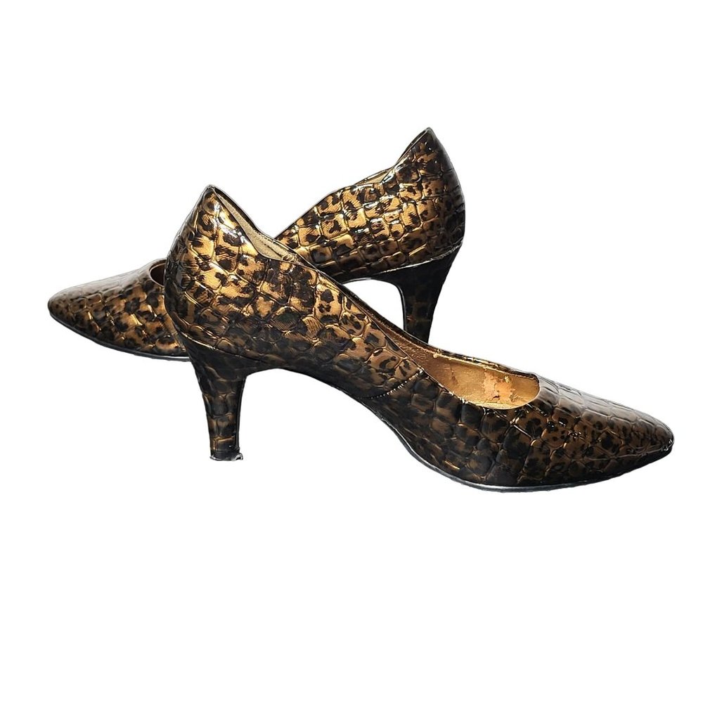 Soft Style Womens Brown Slip On Animal Print Pump Heels 7.5 Date Career Formal‎